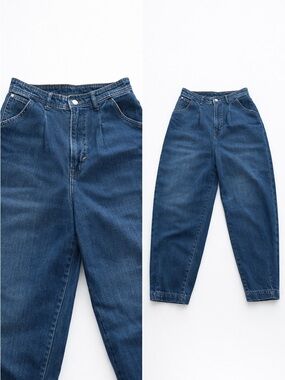 H&M Dark Blue High-Waist Relaxed Jeans